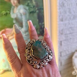 Turquoise and silver ring (800 silver)